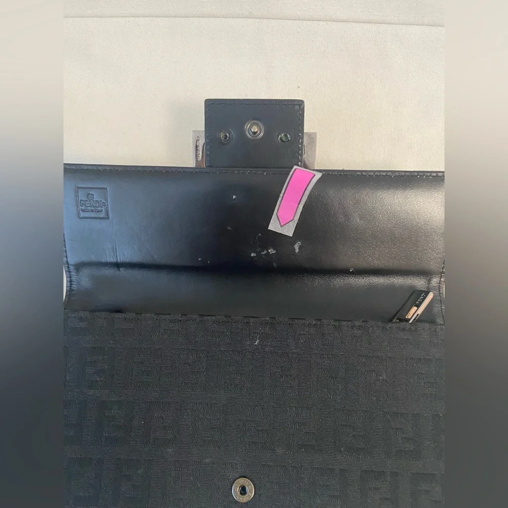 Authentic FENDI Zucchino Print Canvas Leather Black Long Wallet 8M0021 - Picture 6 of 16